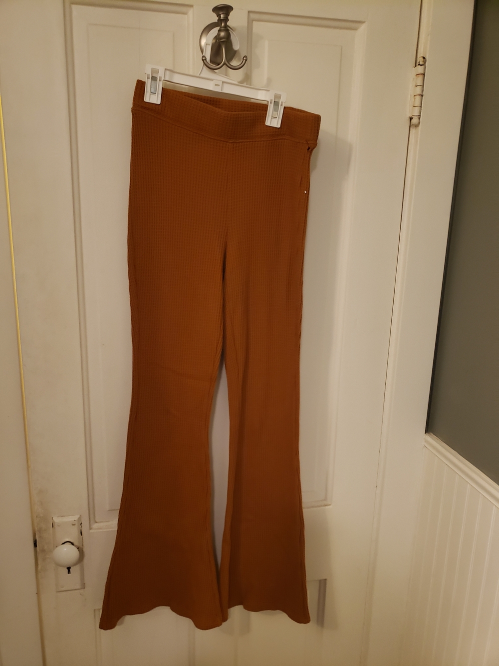 aerie Ribbed Boot-Cut Flare Pants in Rust